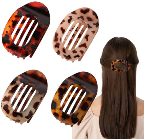 WUSJCOF 4 PCS Pinces à Cheveux pour Femmes, Pinces à Cheveux Antidérapantes, Pinces Plates pour Cheveux Fins, Barrettes Latérales Élégantes