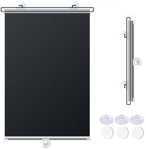 Tende Oscuranti Senza Foratura,Tendina parasole retrattile,PVC Tenda Finestra, Tenda Oscurante da Interno con Ventose Trasparenti, per parabrezza,Soggiorno, Camera Letto (Nero,45x125cm)
