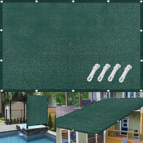 Outdoor Balcony60x200 cm - Weatherproof Opaque Canopy for Sun Protection & Privacy - Dark Green Balcony Cladding with Eyelets & Cable Ties for Railing & Patio Use