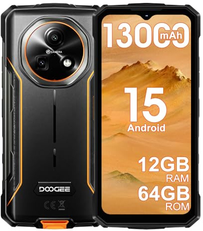 DOOGEE Fire 3 4G Téléphone Portable Incassable,12Go+64Go/2TB,8350mAh 10W Android 15 Smartphone Incassable,5.5 HD+IPS 13MP+8MP,Dual SIM-Free Mobile Phones,IP68/Widevine L1/NFC/Face ID/OTG (Orange)