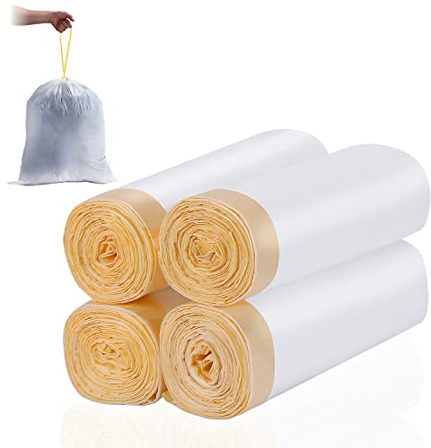 30L Bin Liners Strong 30 Litre Bin Bags 80 Counts - Tie Handle Drawstring Bin Bag Unscented White Garbage Bags for 20L-30L Trash Bin