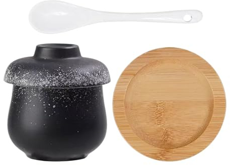 Besreey Cocotte en céramique, 250 ml, petit bol à nouilles, anti-fuite, avec couvercle et cuillère, pour cuire à la vapeur et braiser, pour œufs, soupes de légumes, entrée