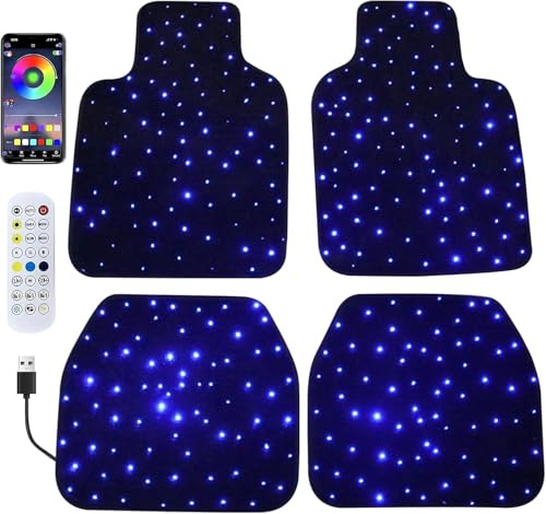 GAOCUNBING Starlight Autofußmatten, LED-Glasfaser-Matten, 7 Farben, wasserdicht, rutschfest, Universal-Bodenauskleidung, Autozubehör für SUV, Limousine, Van, USB