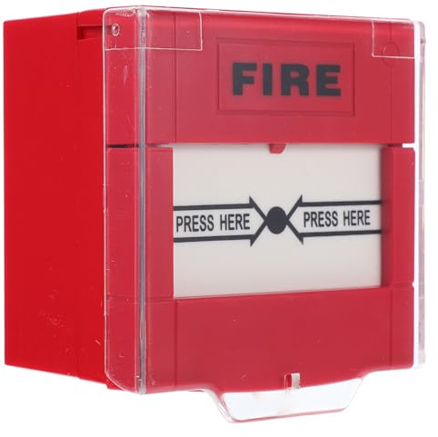 COOLHIYA Pulsante di Emergenza Resistente a Detriti e Acqua in Plastica Antincendio Rosso con Reset Manuale per Sicurezza in Ambienti Industriali e Commerciali