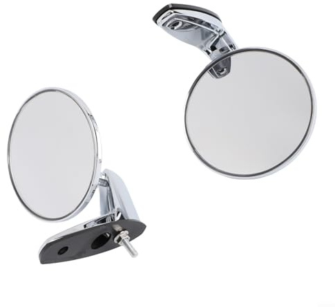 Klassischer Rundspiegel Für Oldtimer, Retro Außenspiegel Mit Weitwinkel, Edelstahl-Optik, Einfache Montage, Universell Passend Für Vintage Fahrzeuge, Silber, 2Er Set