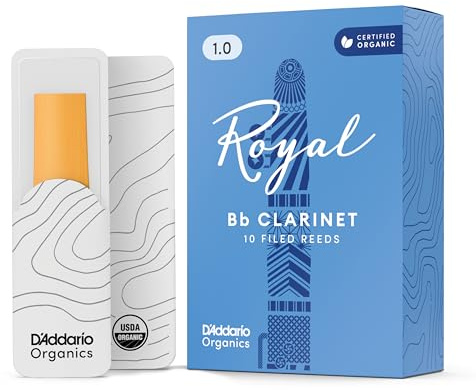 D'Addario Royal Organic Bb Klarinettenblätter Stärke 1.0, 10er-Pack | Royal Organic Bb Klarinettenblätter bieten eine starke Rückenstruktur, französischen Schnitt und gleichmäßige Ansprache.