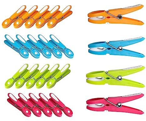 CARASELLE Clothes Pegs for Washing Line Strong - Non Slip Heavy Duty Washing Pegs w/Rubber Pad for Mark Free Secure Grip - Indoor Outdoor Plastic Clothes Pegs Strong Large Laundry Pegs - 20 pcs
