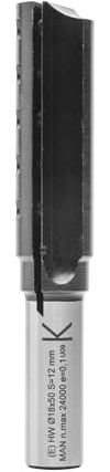 ENT 20089 Wendeplatten - Nutfräser HW, Schaft (S) 12 mm, Durchmesser (D) 18 mm, NL 50 mm, Z1, GL 94 mm