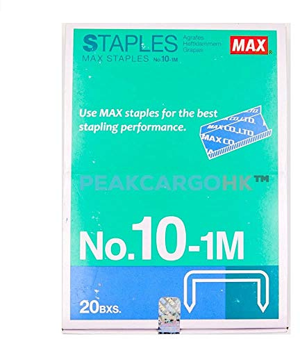 MAX USA CORP. 20 Kartons (20.000 Heftklammern) Authentische Max-Heftklammern Nr. 10-1M für Bürohefter