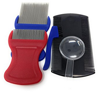 Premium 5 Piece Lice Comb Kit - Nit Removal Fine Tooth Comb and Magnifier Full Treatment Set