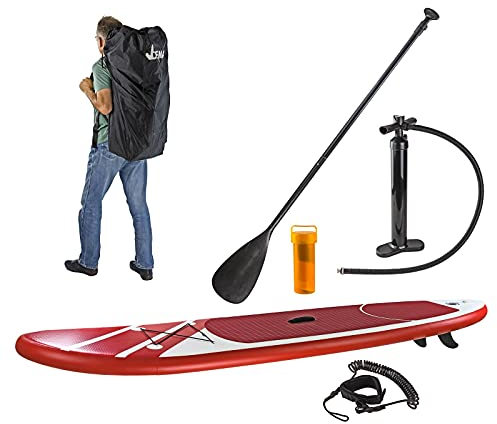 DEMA SUP Stand Up Paddle Board Surfboard 305x71 cm max. 90 kg rot aufblasbar 305/71R inkl. Paddel und Zubehör