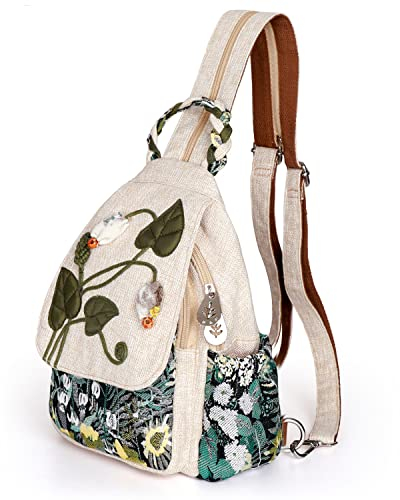 Umwandelbare Umhängetasche für Mädchen, handgefertigte Handtasche, wunderschöner, hochwertiger, lässiger Tages-Mini-Rucksack aus Segeltuch für Frauen in Grün