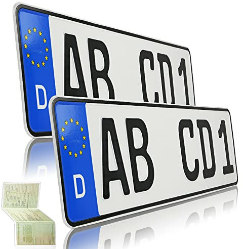 2 matrículas cortas con relieve individual | 400 x 110 mm | matrícula | matrícula de coche para autorización oficial | envío DHL