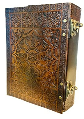 Handgefertigtes großes Tagebuch aus Leder, blanko Notizbuch, Skizzenbuch und Grimorium