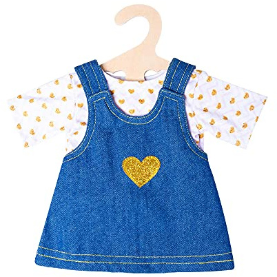 Heless 2052 - Set di Abbigliamento per Bambole, in Oro, 2 Pezzi, con Abito in Jeans e t-Shirt, Taglia 35-45 cm