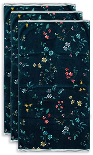 Pip Studio Handtuch Les Fleurs | dunkelblau - 55 x 100