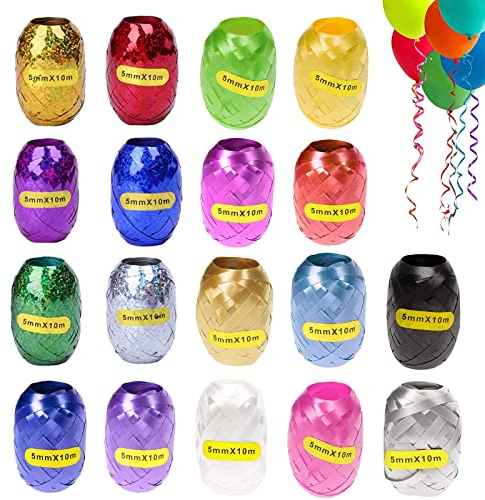 18 Rollen Ringelband In Bunten Farben, 10 m je Rolle Geschenkband, Hochwertige Geschenk Band Für Basteln Und Geschenkverpackungen, Feste, Geburtstags Und Hochzeitsballondekorationen(5mm)
