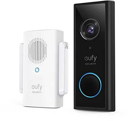 eufy Security Video Doorbell 2K HD Kabellose Sicherheitskamera mit Türklingel & Türglocke, Akkubetrieben, K.I. Personenerkennung mit AI,Mühelose Installation(Generalüberholt)