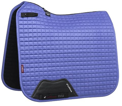 LeMieux Dressyr mocka fyrkantig sadeldyna – sadeldynor för hästar – ridutrustning och tillbehör (blåklocka – small/medium)