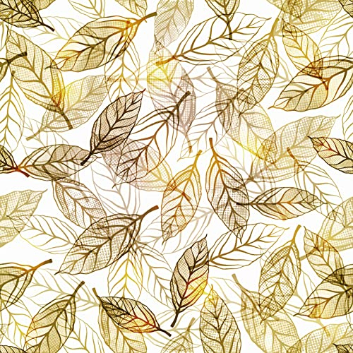 Selbstklebende Tapete Gold Klebefolie für Möbel Wand Tür Laub Muster Tapeten Küche Wasserdichte Möbelfolie Modern PVC Wandtapete Selbstklebende Folie für Schrank Bekleben Arbeitsplatte 44.5cm x 300cm