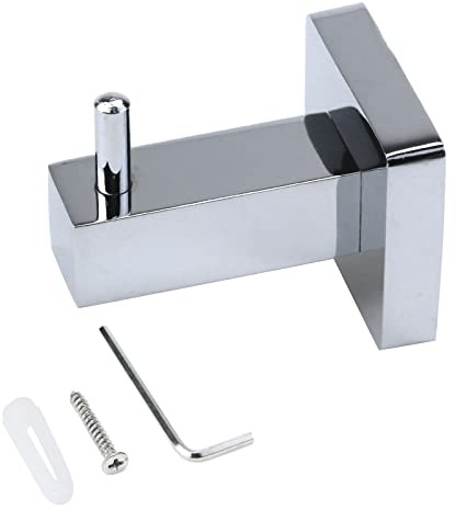 WDONAY 1 Stück Zinklegierung Edelstahl Badezimmer Haken quadratisch Einzelhaken Wandhaken 57 mm Silber (Schraube im Lieferumfang enthalten)