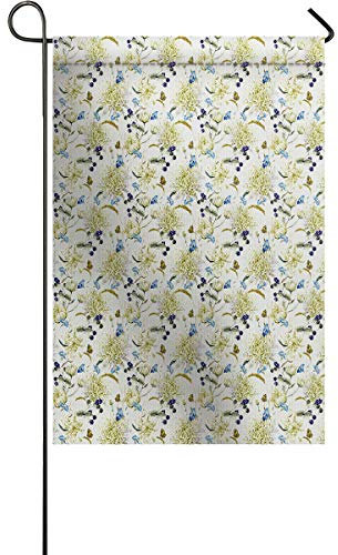 Gartenflagge Chrysantheme Blume Blatt Pflanze Künstlerische Textur Hanging Flag Wetterfeste Flagge Durable Flaggen Für Außenbereich Veranda Haus,30X45Cm