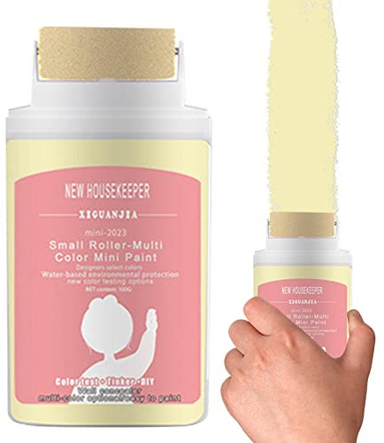 Storaffy Wandreparaturpaste Roller 1/2Stk, Kleine Farbroller-Wand-Flickpinsel, 2 in 1 mehrfarbige Latexfarbe mit Rollenpinsel, Tragbare Haushaltsgeräte Rollende Flickpinsel Weiße Farbe Wände, Gelb