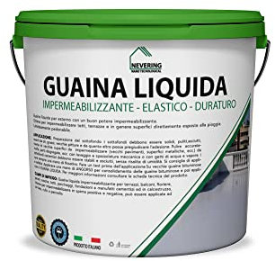 GUAINA LIQUIDA IMPEARMEABILIZZANTE -ULTRA ELASTICA-ALTA QUALITA-NEVERING (20KG, GRIGIO)