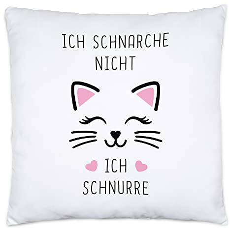 Hey!Print Ich schnarche Nicht ich Schnurre Kissen Inkl Füllung Schnarchen Katze Kätzchen Schlafen Freundin Katzenbesitzerinnen