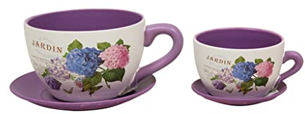 Mimbre Natural DOS SET DE DOS TAZA MACETERO JARDIN S/2 (33×25.5×16)