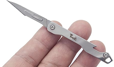 Tungyi Daily couteau utilitaire pliant de poche avec porte - clés et 10 lames interchangeables à changement rapide ultra - compact et léger (acier inoxydable)