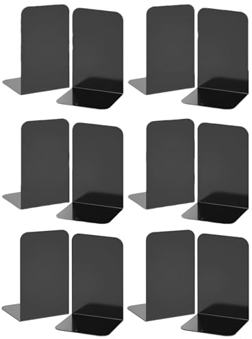 Deefongo 12 Stück Buchstütze, 20.5x13.5x9.3cm, Buchstützen aus Metall, Schwere Buchstütze für Büro Schule Zuhause Bibliothek