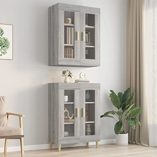 BaraSh Hängeschrank Grau Sonoma 69,5x34x90 cm Wandschrank HäNgend HäNgeschrank Schlafzimmer Wandschrank KüChenhäNgeschrank 817388
