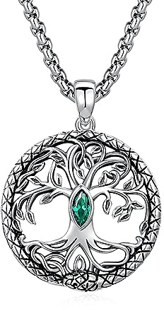 MEDWISE Baum des Lebens Kette 925 Sterling Silber Schlange Halskette Anhänger Runde Halskette Schmuck für Damen Männer Geburtstags Geschenke