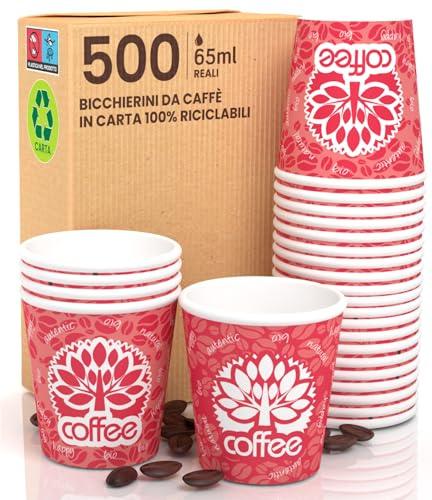 Lot de 500 verres en papier pour café, 65 ml, verres écologiques biodégradables, jetables et petits emporte-pièces