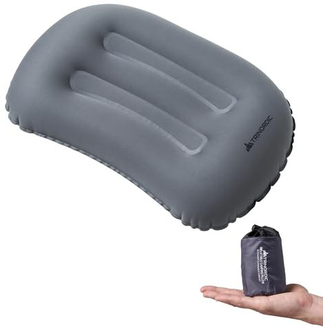 Trinordic Ultralight Inflatable Camping Pillow – Extra Soft Cover & Adjustable Valve – Comfortable and Compact Travel Pillow– Camping Equipment for Outdoor Adventure, Hiking, Backpacking & Bikepacking