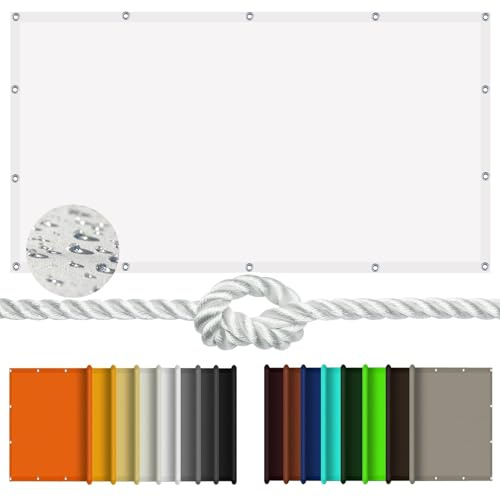 Sonnensegel Sonnenschutz 2.5 x 3.5 m Balkonverkleidung Resistant Reißfestigkeit für Außenbereiche wie Garten und Balkone, Weiß