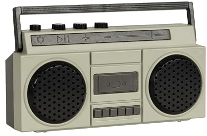Funtime Gifts World's Smallest NOVELTY BOOM BOX BLUETOOTH SPEAKER – Retro Mini Wireless Speaker with Rechargeable Battery, USB Cable, Deep Bass Sound, Perfect for Travel, Kids, and Party Box Fun