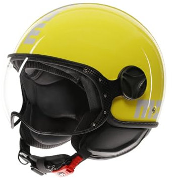 MOMODESIGN - FGTR CLASSIC E2206, Casco Moto Jet, Casco Jet Omologato ECE, Casco Jet Aperto Scooter, Uomo e Donna, Leggero con Visiera, per Uomo e Donna, Candy Giallo/Bianco, S