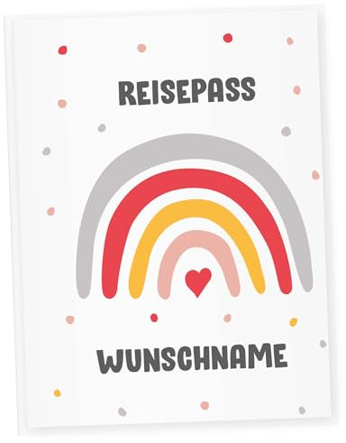 Little Fairy Tales Reisepasshülle für Kinder personalisierbar | Kinderreisepasshülle mit Personalisierung/Namen | Schutzhülle personalisierbar mit Regenbogen