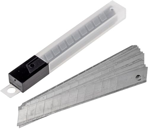 ChiliTec Messerklingen 10 Ersatzklingen 9mm Abbrechklingen für Cuttermesser Abbrechmesser 0,5mm stark 7 Bruchstellen 10er Pack im Köcher