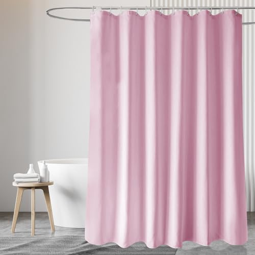 Ciusdkler 180x200 Duschvorhang Textil, Wasserdicht Waschbarer Duschvorhang mit 12 Kunststoffhaken, Rosa