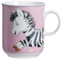 Ritzenhoff & Breker Happy Zoo - Taza infantil (porcelana, 270 ml), diseño de cebra, color rosa