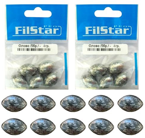 PRO FILSTAR Inline grundblyfiske set 10 x 4 g – blyfiske – fiskespöset – grundfiske – päronbly – blyvikt – fiskebly – fiskvikt – blyvikter – karpbly – olivbly