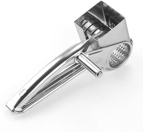 Herzberg HG04289 - Grattugia per formaggio manuale, 4 tamburi intercambiabili, compatta, facile da pulire, ideale per formaggi, verdure e agrumi, design ergonomico e lavabile in lavastoviglie