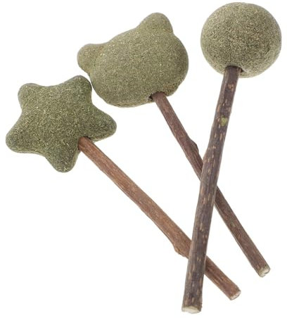 BCOATH 3 Stück Katzenminze Kauspielzeug Stick Lutscher Aus Essbarer Katzenminze Für Katzenzahnpflege Und Mundreinigung Interaktives Kätzchenspielzeug Für Drinnen