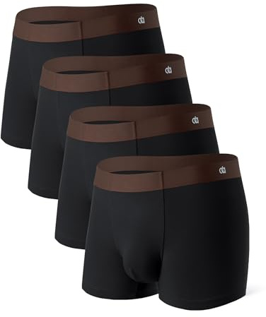 DAVID ARCHY Boxershorts för män, 4-pack, ventilerande herrunderkläder, bambufiber, retroshorts, Kort: svart x 4, M