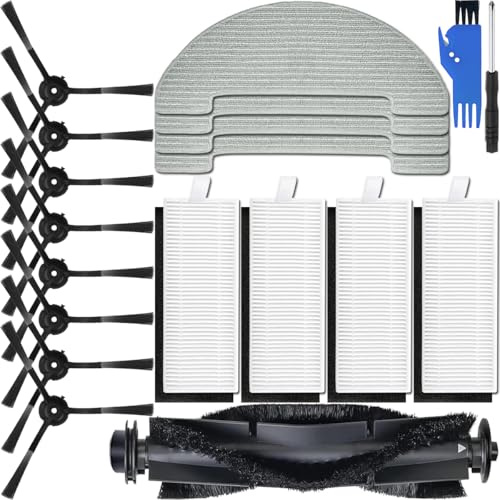 EATBALE Accessories Kit Replacement for Vactidy Nimble T7 / T8 Robot Vacuum Cleaner Set, 1 x Main Roller Brush, 8 x Side Brushes, 4 x HEPA Filters, 4 x Mop Wipes, Washable & Reusable Parts (17 Pcs)