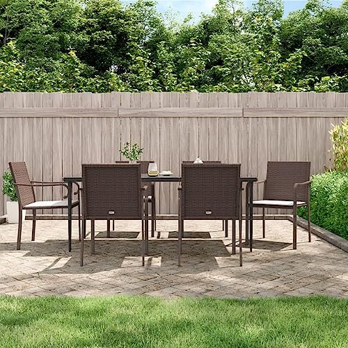 ShGaxin Gartenstühle mit Kissen 6 STK. Braun 56x59x84 cm Poly Rattan Gartensessel, Campingstuhl, Hochlehner, Balkonmöbel, Balkonstuhl, Terrassenstühle, Balkon Stuhl, 3187074