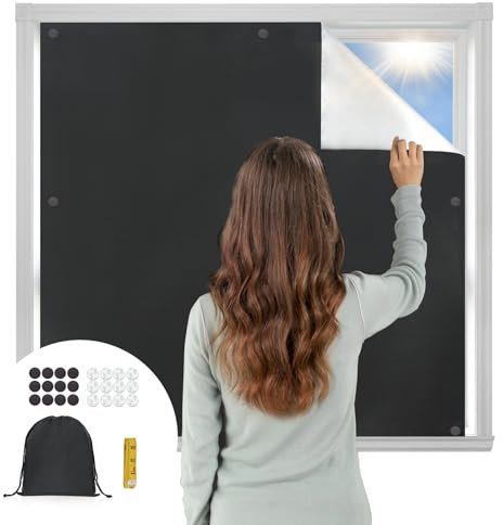 OTraki Verdunkelungsrollo Ohne Bohren, 130x145cm Verdunklungsrollo Magnetisch Verdunkelungsfolie für Fenster Thermo Rollo Dachfenster, Sichtschutz für Zuhaus Schlafzimmer